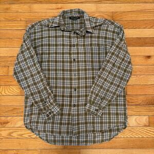 Vintage 90's Structure Plaid Button Down 100% Cotton Mid-Weight Shirt Men's L